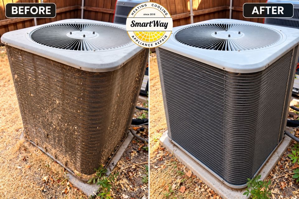Condenser coil cleaning, before and after